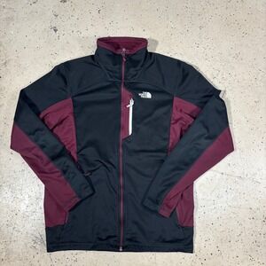 The North Face Black Maroon Colorblock Full Zip Fleece Jacket Mens Size Large